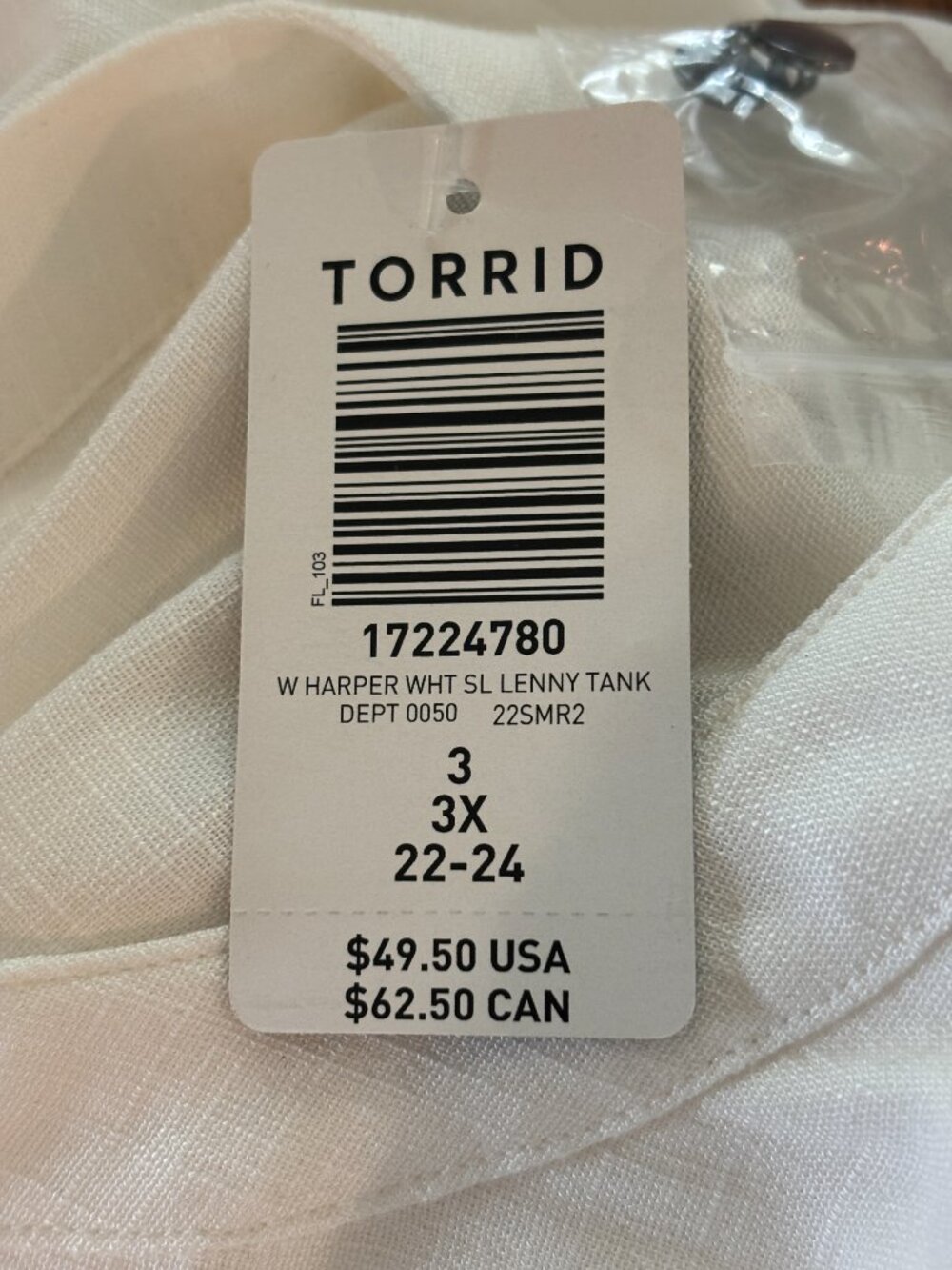 Torrid Harper White Sleeveless Popover Tank Size 3X NWT - Picture 4 of 6